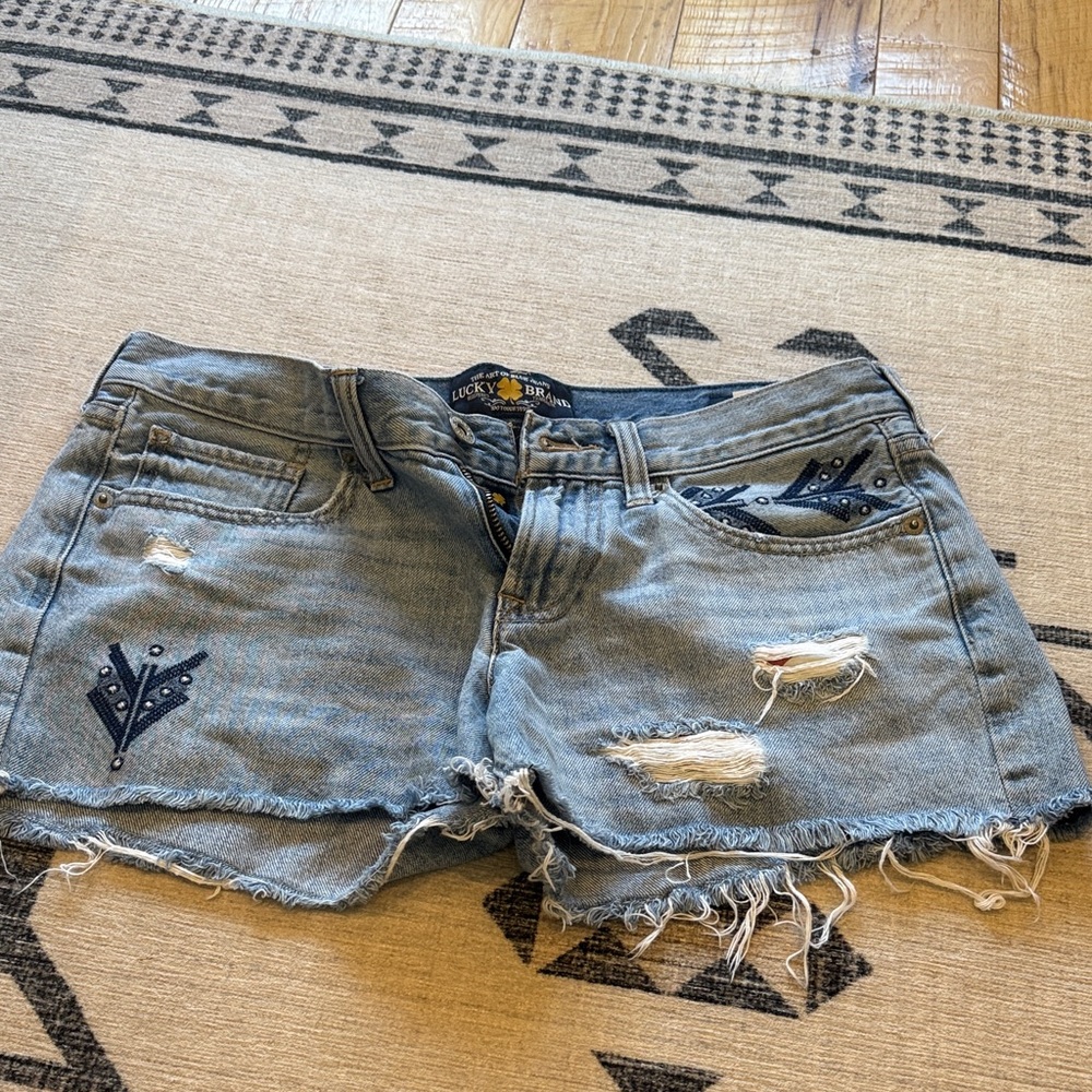 Lucky Brand Blue Jean Shorts with Distressed Details